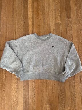 Calvin Klein Light Gray Crewneck Sweatshirt with CK Chest Logo